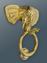 Load image into Gallery viewer, Brass Elephant Door Knocker - Brass Finish