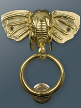 Load image into Gallery viewer, Brass Elephant Door Knocker - Brass Finish