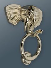 Load image into Gallery viewer, Brass Elephant Door Knocker - Nickel Finish