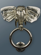 Load image into Gallery viewer, Brass Elephant Door Knocker - Nickel Finish