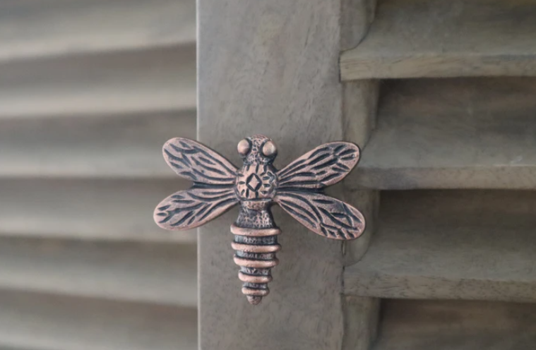 Brass Dragonfly Drawer Knob - Antique Copper Finish