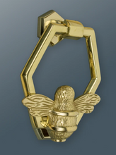 Load image into Gallery viewer, Honeycomb Bee Door Knocker - Brass Finish