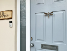 Load image into Gallery viewer, Brass Dragonfly Door Knocker - Pewter Finish