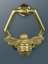Load image into Gallery viewer, Honeycomb Bee Door Knocker - Brass Finish
