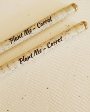 Load image into Gallery viewer, Seed pencils - recycled rolled newspaper - carrot seeds - sustainably sourced graphite - botanical stationary - eco pencil
