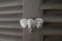 Load image into Gallery viewer, Brass Elephant Drawer Knob - Nickel Finish