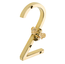 Load image into Gallery viewer, Brass Bee Premium House/Door Numbers with Bee in Brass Finish 0-9
