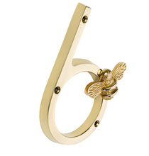 Load image into Gallery viewer, Brass Bee Premium House/Door Numbers with Bee in Brass Finish 0-9