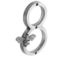 Load image into Gallery viewer, Brass bee Premium House/Door Numbers with Bee in Pewter Finish 0-9