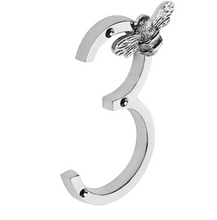 Load image into Gallery viewer, Brass bee Premium House/Door Numbers with Bee in Nickel Finish 0-9