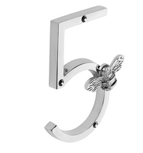 Load image into Gallery viewer, Brass bee Premium House/Door Numbers with Bee in Nickel Finish 0-9