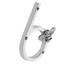Load image into Gallery viewer, Brass bee Premium House/Door Numbers with Bee in Nickel Finish 0-9
