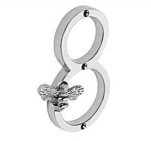 Load image into Gallery viewer, Brass bee Premium House/Door Numbers with Bee in Nickel Finish 0-9
