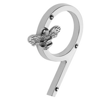Load image into Gallery viewer, Brass bee Premium House/Door Numbers with Bee in Nickel Finish 0-9