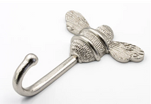 Load image into Gallery viewer, Brass bee Coat Hook - Nickel Finish