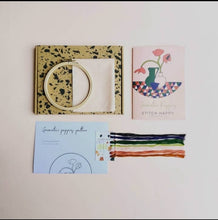 Load image into Gallery viewer, Geometric Poppies Modern Embroidery Kit