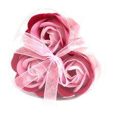 Load image into Gallery viewer, Set of 3 Soap Flower Heart Box - Pink Roses

