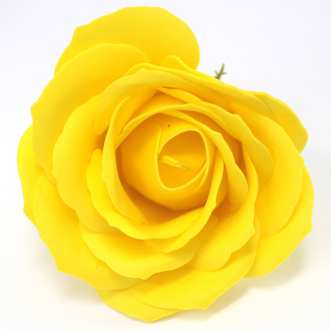 Craft Soap Flowers - Lrg Rose - Yellow - 10 Piece
