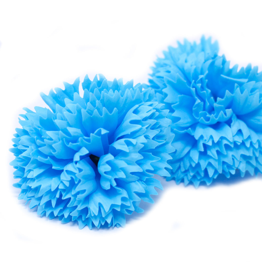 Craft Soap Flowers - Carnations - Sky Blue - 10 Pieces