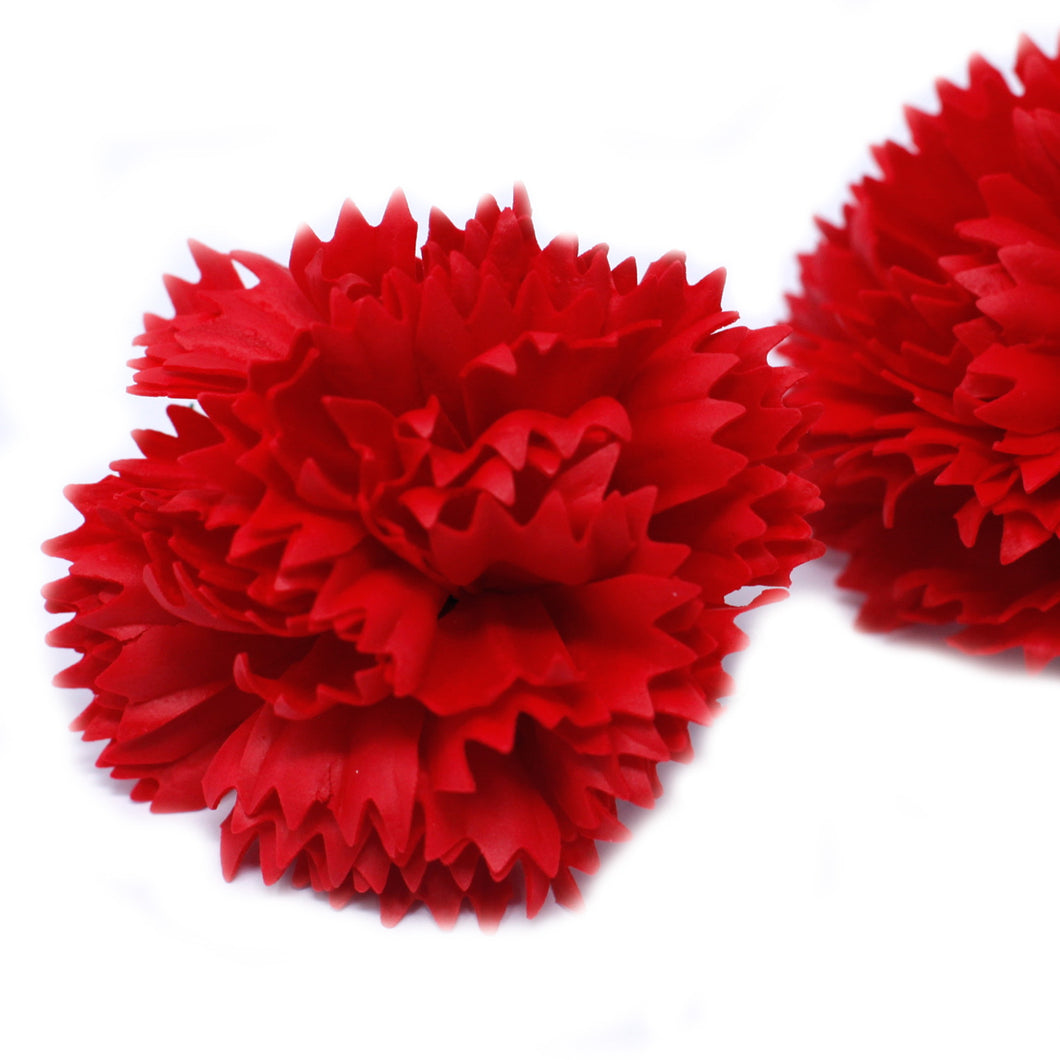 Craft Soap Flowers - Carnations - Red - 10 Pieces