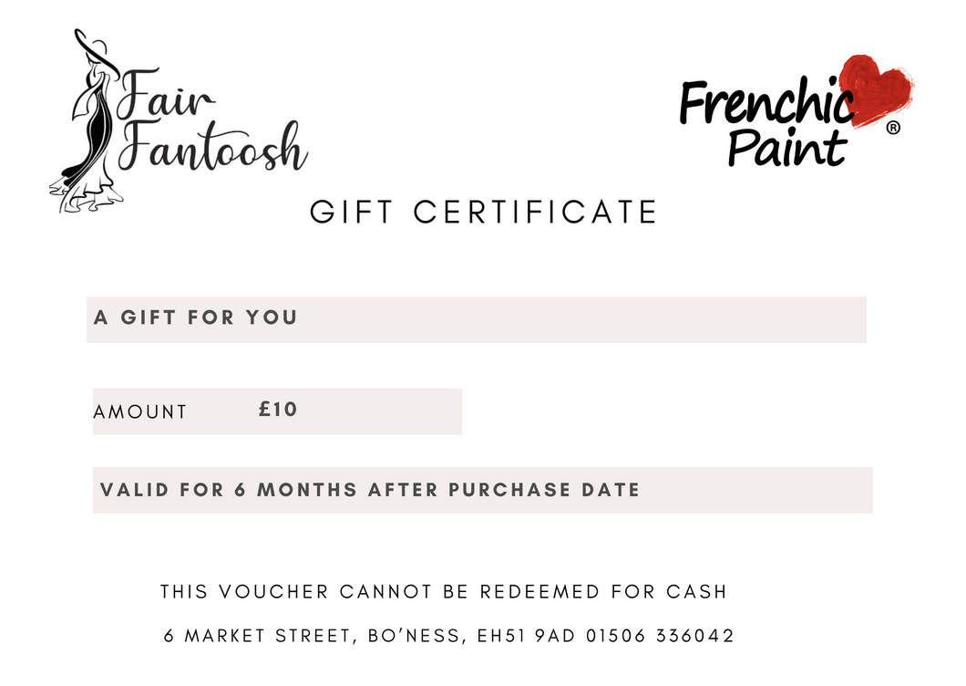 Electronic Gift Vouchers to use at Fair Fantoosh