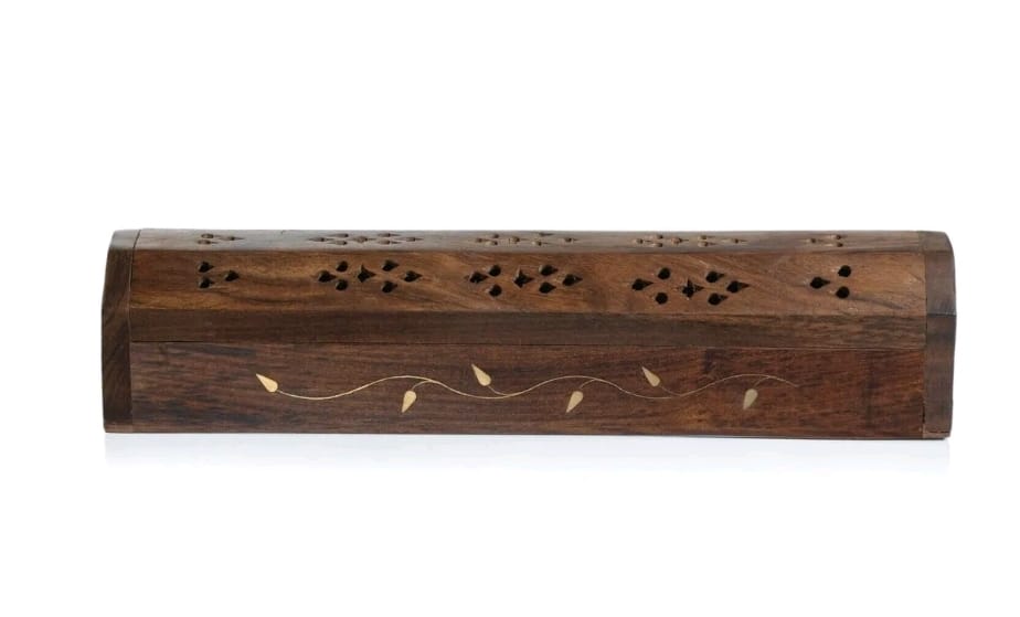 Wooden Incense Stick Holder/ Burner Box - Leaf