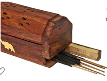Load image into Gallery viewer, Wooden Incense Stick Holder/ Burner Box - Leaf
