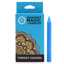 Load image into Gallery viewer, Manifest Magic Candles (set of 12) - Blue - Throat Chakra
