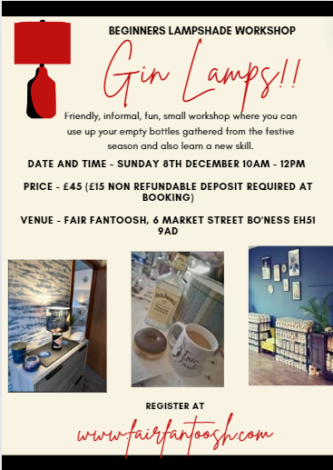 Gin Lamp Workshop - Sunday 8th December, 10am - 12pm