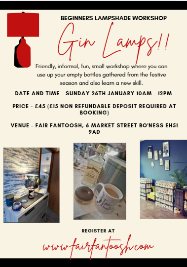 Gin Lamp Workshop - Sunday 26th January, 10am - 12pm