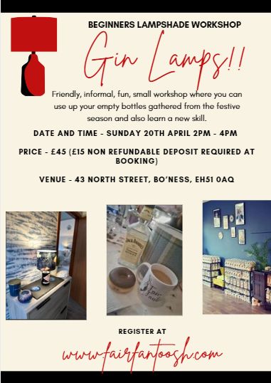 Gin Lamp Workshop - Sunday 20th April, 2pm - 4pm