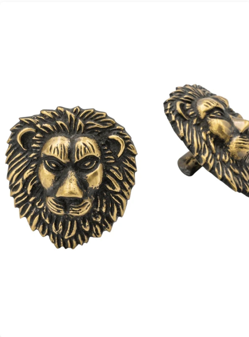 Brass Lion Drawer Cabinet Knob - Heritage Finish