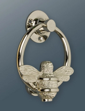 Load image into Gallery viewer, Brass Bumble Bee Ring Door Knocker - Nickel Finish
