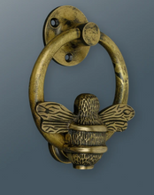 Load image into Gallery viewer, Brass Bumble Bee Ring Door Knocker - Heritage Brass Finish
