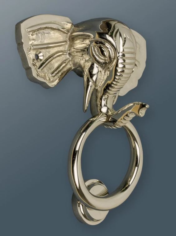 Brass Elephant Door Knocker - Nickel Finish