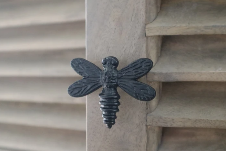 Brass Dragonfly Drawer Knob - Black Finish
