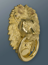 Load image into Gallery viewer, Brass Lion Door Knocker - Brass Finish
