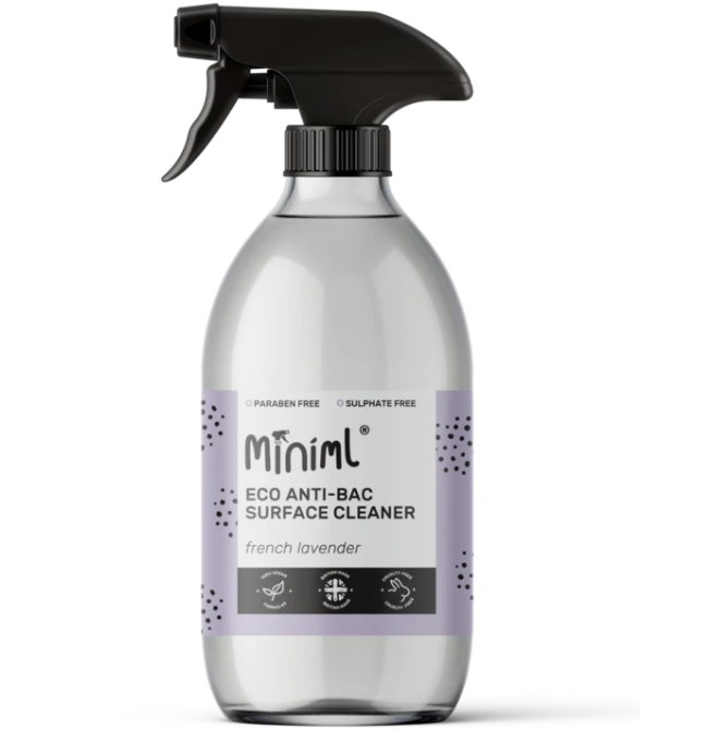Miniml Anti-Bac Surface Cleaner - French Lavender. 500ml Glass Pump