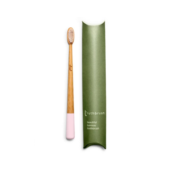 Truthbrush Medium Bamboo Toothbrush - Petal Pink, Storm Grey or Moss Green