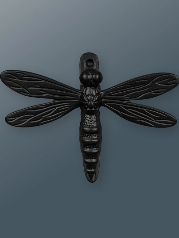 Brass Dragonfly Door Knocker - Black Finish
