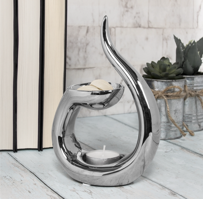 The Sqwirl Ceramic Wax Melter - Small 18cm Silver