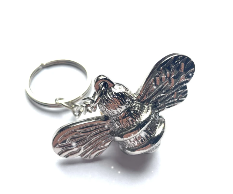 Brass bee Bumblebee Keyring - Double Sided