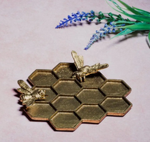 Load image into Gallery viewer, Gold Honeycomb Bee Trinket Dish
