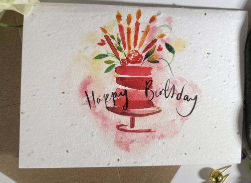 'Happy Birthday (Pink Cake)' Plantable Greeting Card