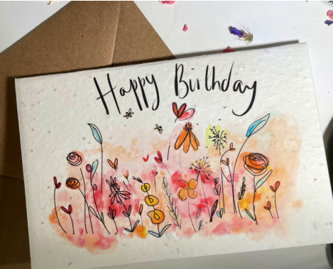 'Happy Birthday (Flower Patch)' Plantable Greeting Card