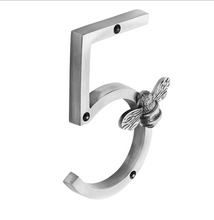 Load image into Gallery viewer, Brass bee Premium House/Door Numbers with Bee in Pewter Finish 0-9
