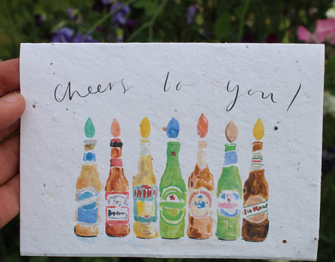 'Cheers to you!' Beer Plantable Greeting Card
