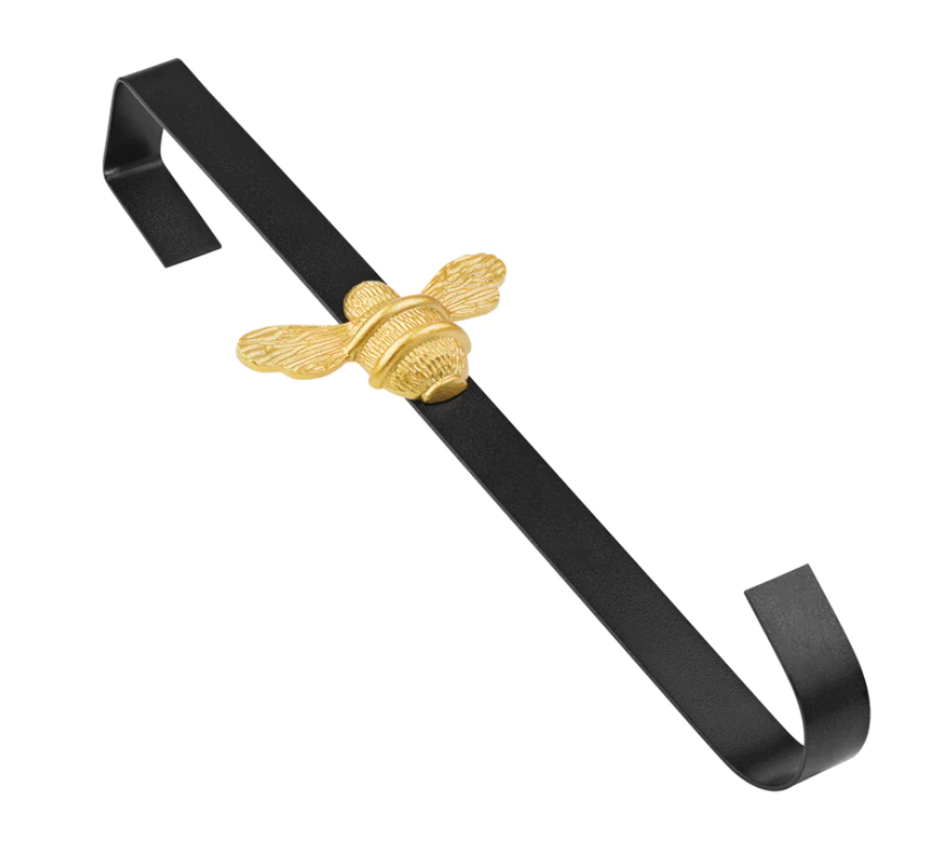 Brass bee Wreath Hanger - Black with gold Bee Finish