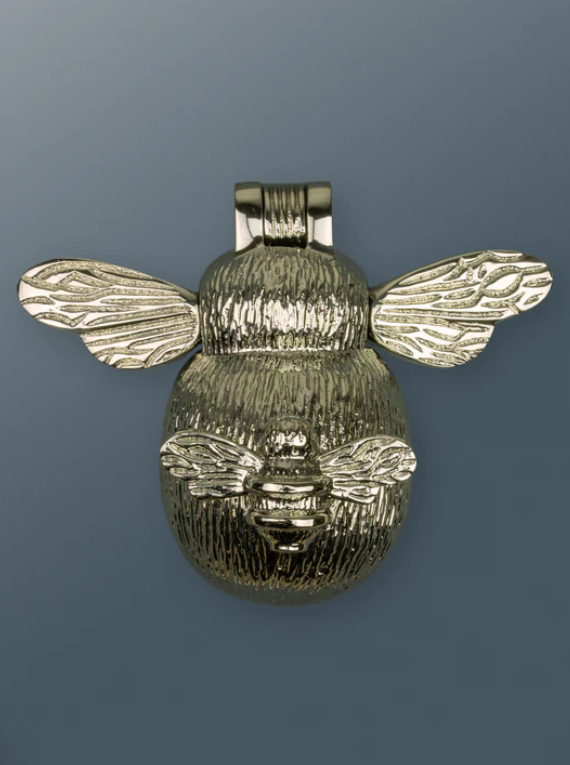 Brass Bee and Mini Bee Door Knocker - Nickel Finish