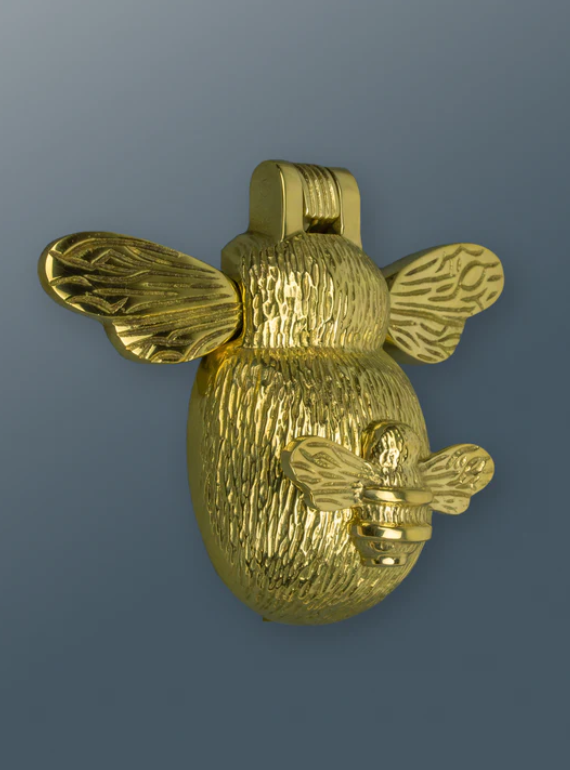 Brass Bee and Mini Bee Door Knocker - Brass Finish